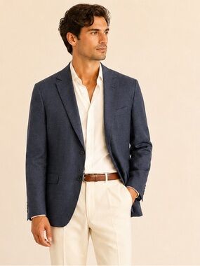 Z Zegna Tailored Navy Wool Blazer Quiet Luxury Navy Blue Sz 36S–38S